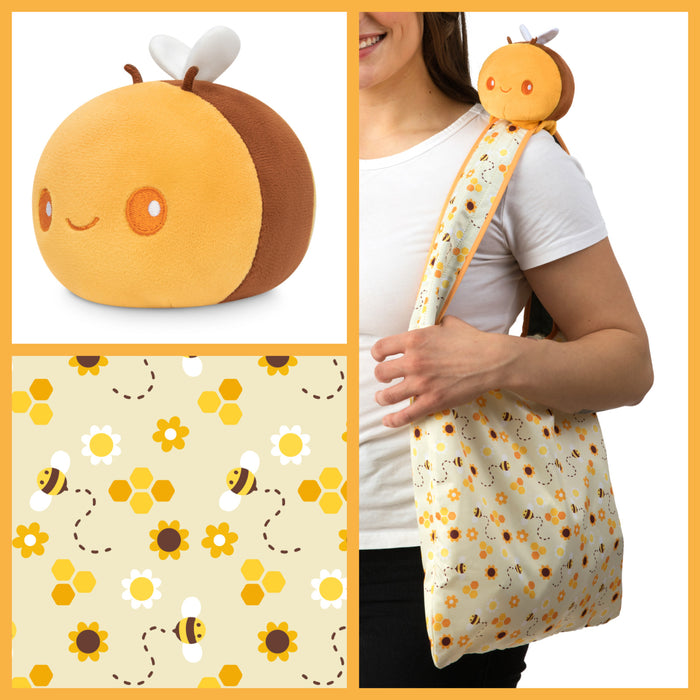 Plushie Tote Bag - Yellow Bees & Honeycomb and Yellow Bee