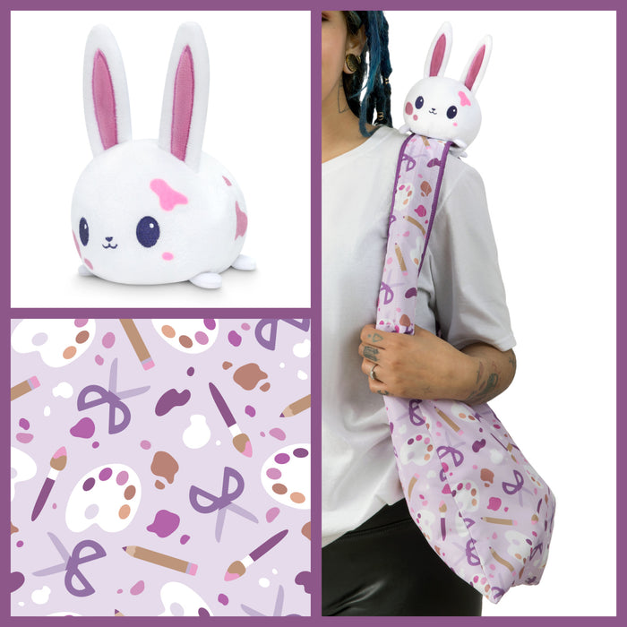 Plushie Tote Bag - Light Purple Crafting and White Crafting Bunny