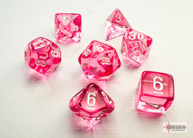 Chessex: Polyhedral 7-Die Set Mini Translucent Pink/White
