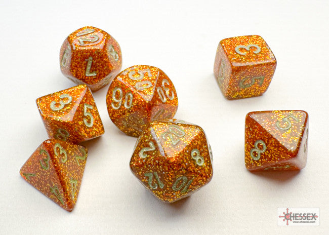 Chessex: Polyhedral 7-Die Set Mini Glitter Gold/Silver