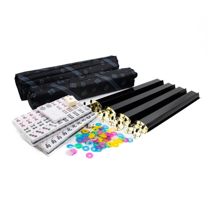 Mahjong American Set w/ Black Tiles and Racks