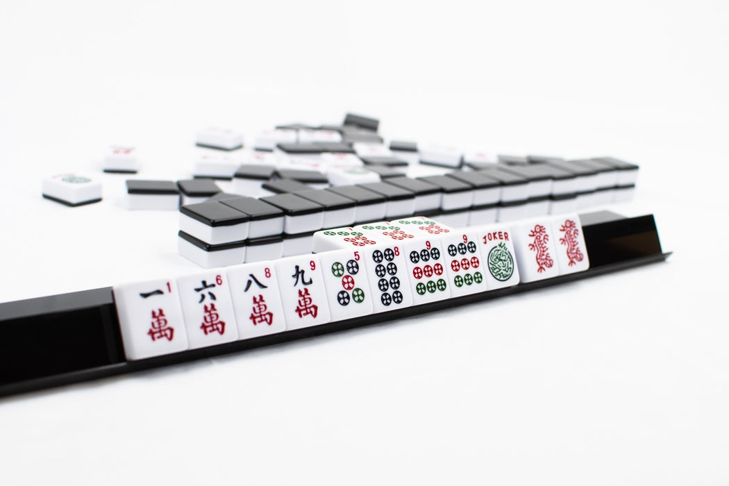 Mahjong American Set w/ Black Tiles and Racks