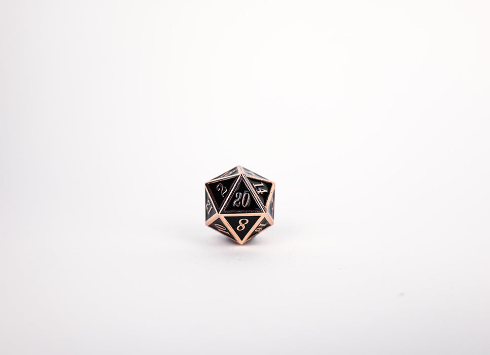 Metal RPG Dice - Serif Black/Brass