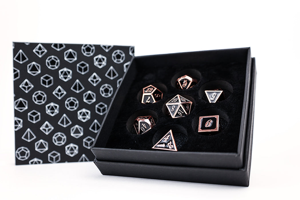 Metal RPG Dice - Serif Black/Brass