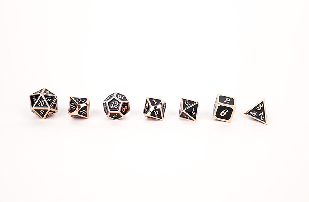 Metal RPG Dice - Serif Black/Brass