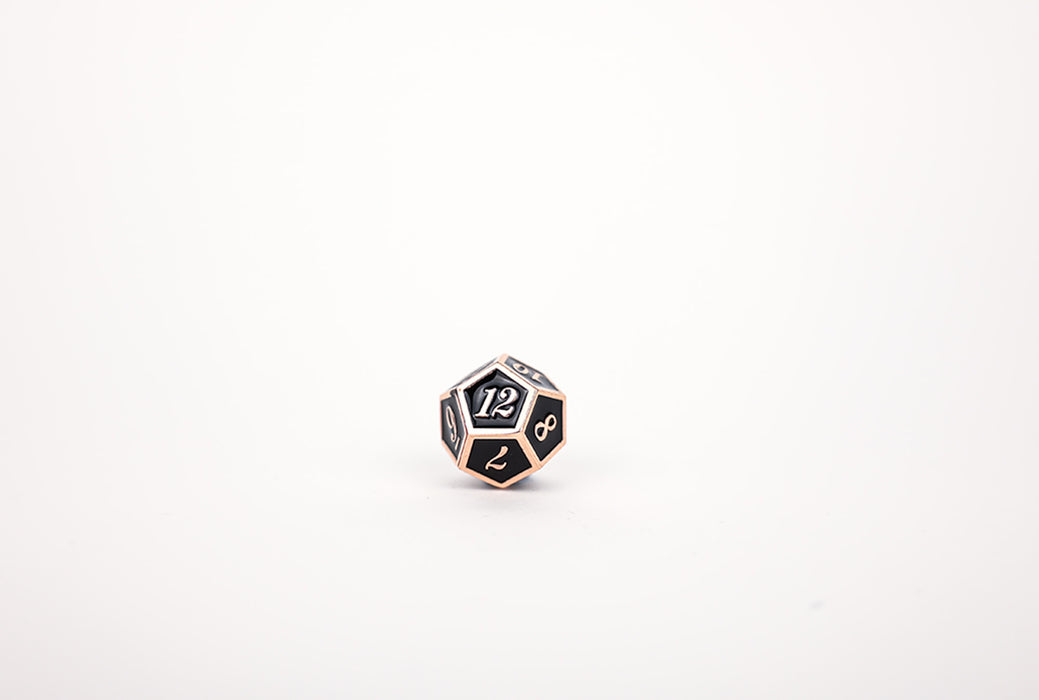 Metal RPG Dice - Serif Black/Brass