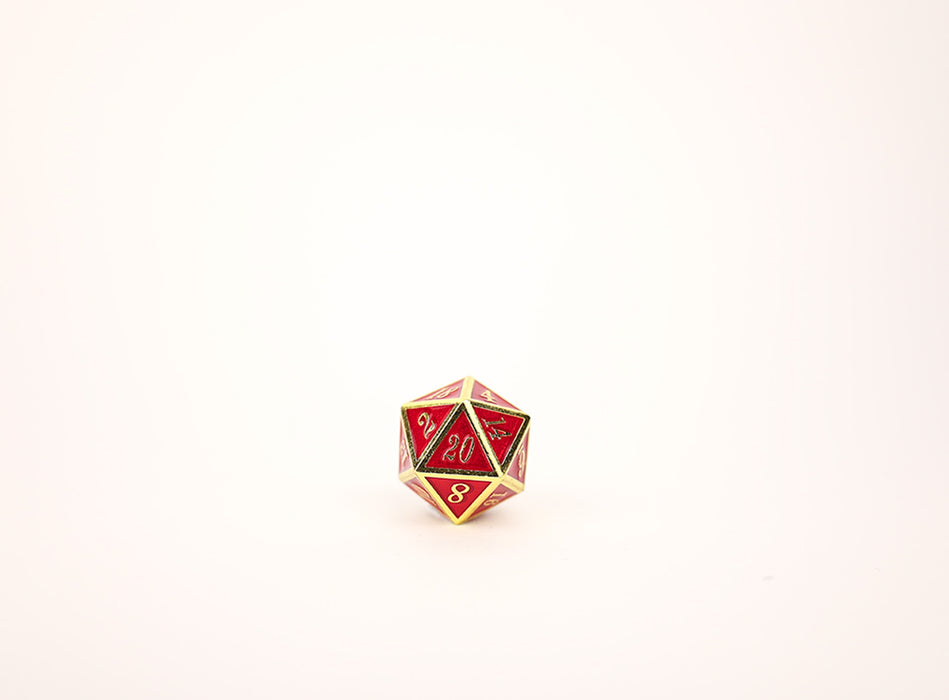 Metal RPG Dice - Serif Red/Gold