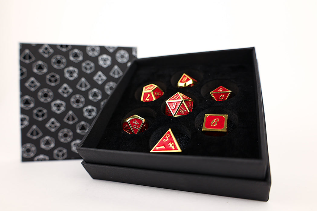 Metal RPG Dice - Serif Red/Gold