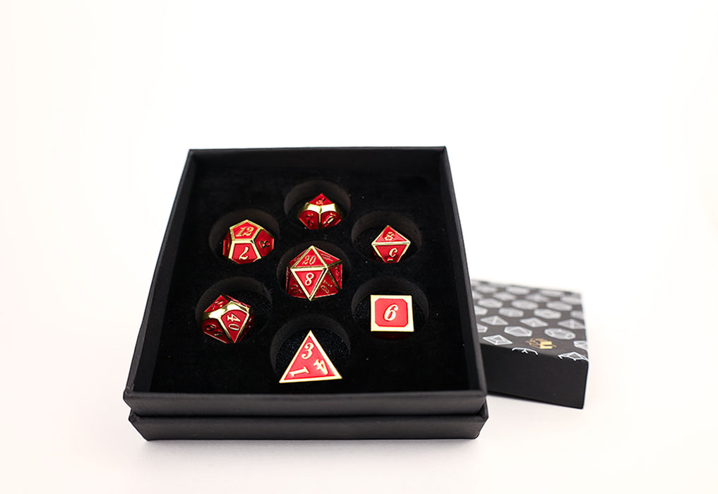 Metal RPG Dice - Serif Red/Gold