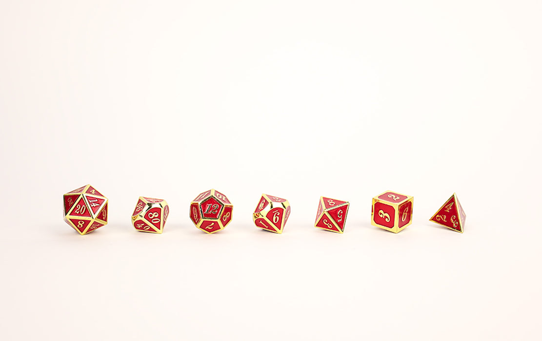 Metal RPG Dice - Serif Red/Gold