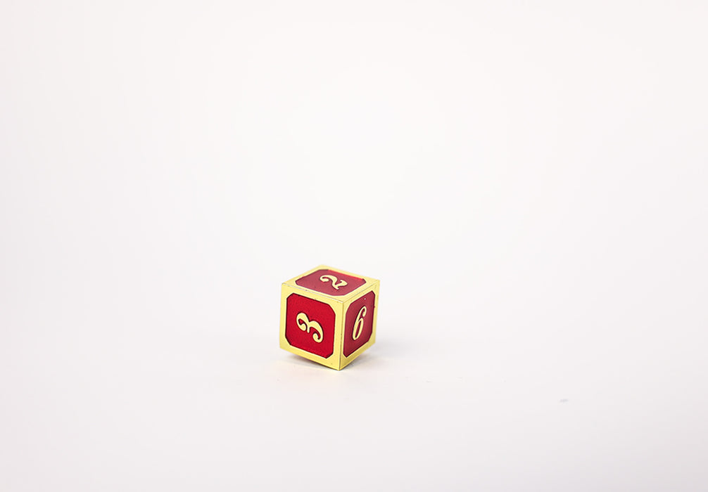 Metal RPG Dice - Serif Red/Gold