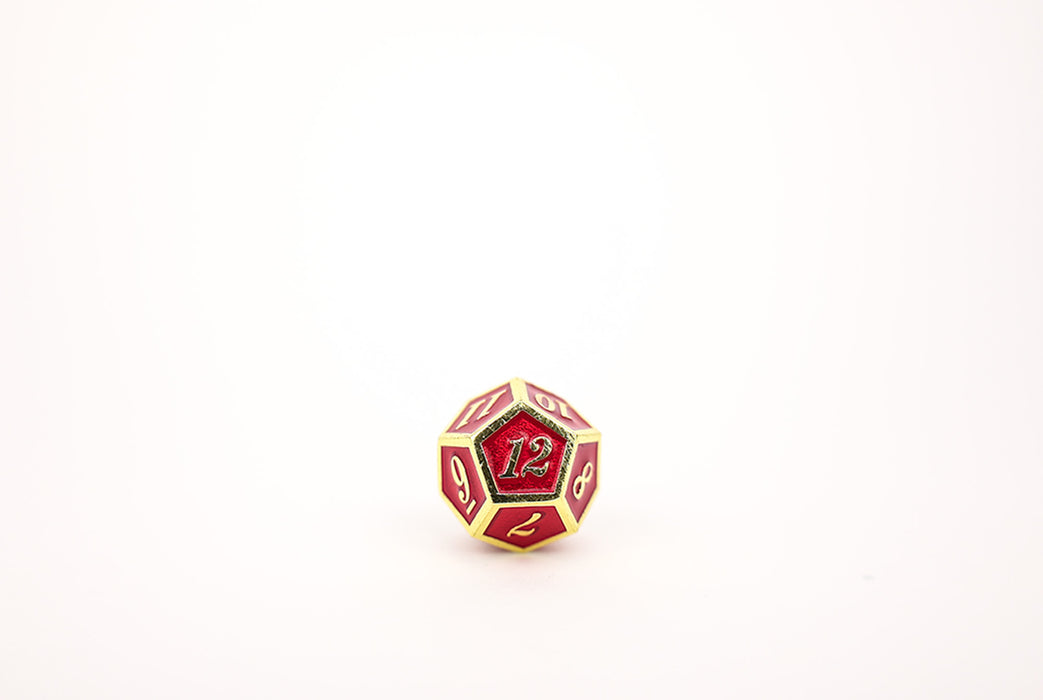 Metal RPG Dice - Serif Red/Gold