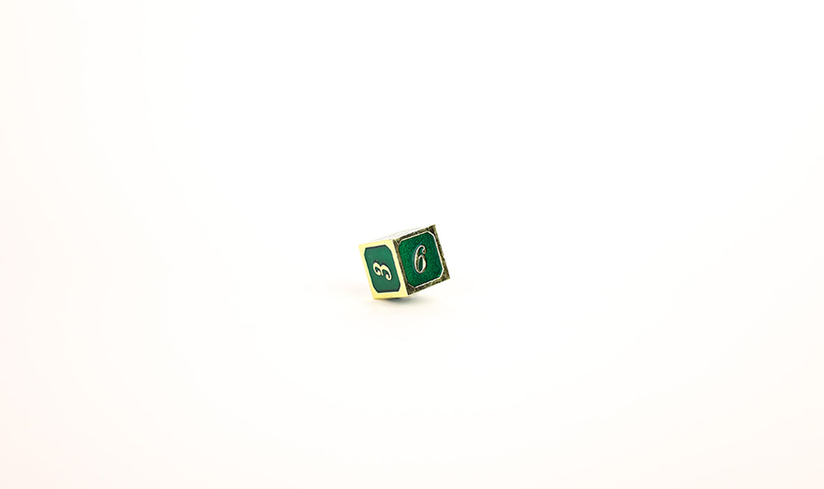 Metal RPG Dice - Serif Green/Gold