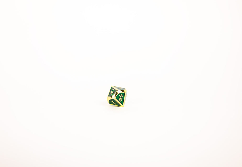 Metal RPG Dice - Serif Green/Gold