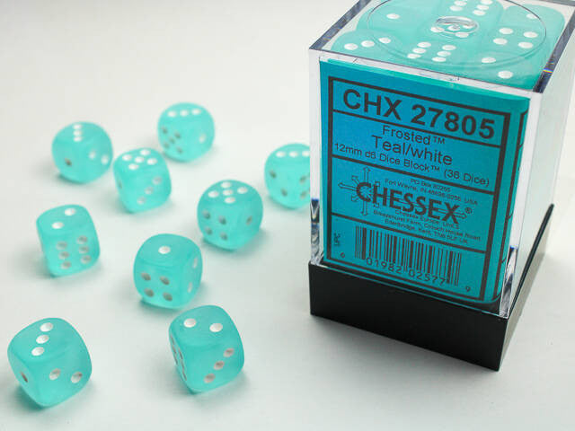 Chessex: 12mm D6 Dice Block Frosted Teal/White