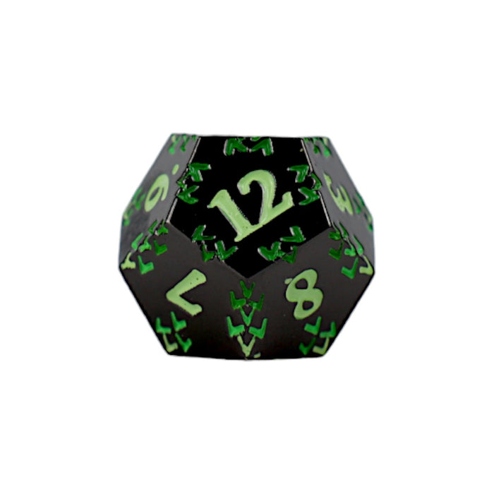 Metal RPG Dice - Inscripted Dragon Green