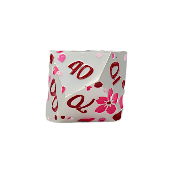 Metal RPG Dice - Inscripted Sakura Pink