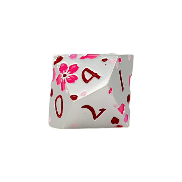 Metal RPG Dice - Inscripted Sakura Pink