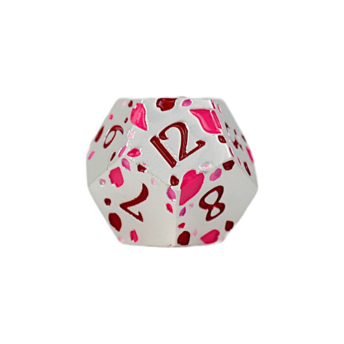 Metal RPG Dice - Inscripted Sakura Pink