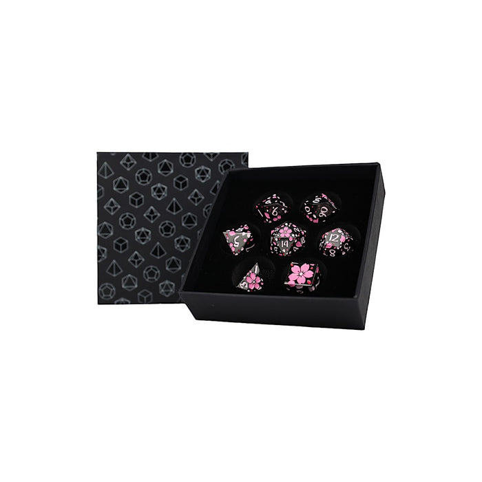 Metal RPG Dice - Sakura Black Pink