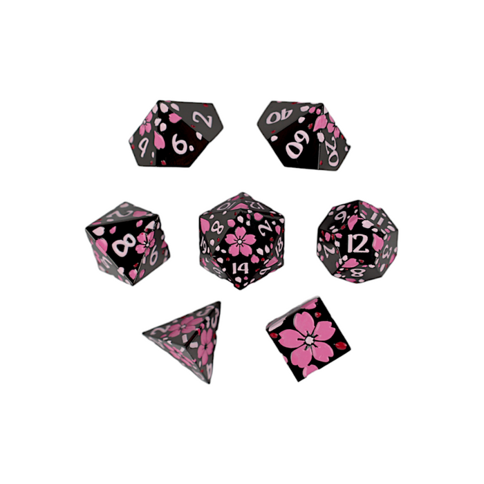 Metal RPG Dice - Sakura Black Pink