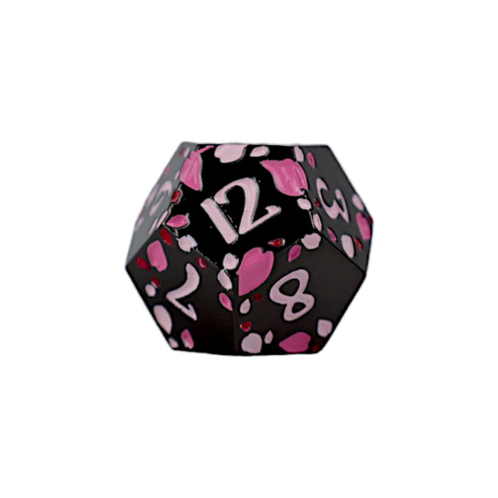 Metal RPG Dice - Sakura Black Pink