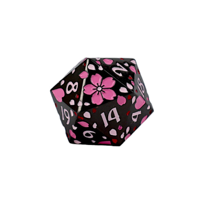 Metal RPG Dice - Sakura Black Pink