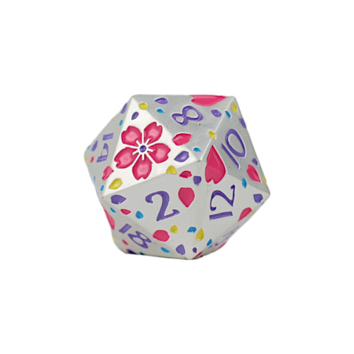 Metal RPG Dice - Sakura Pastel White