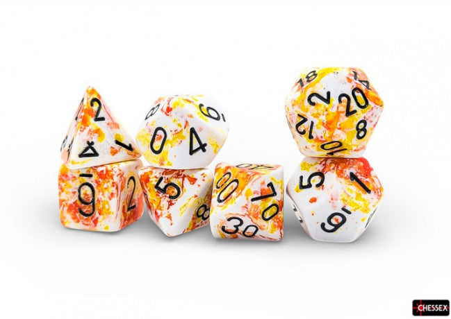 Chessex: Brush Polyhedral 7-Die Set Sunrise Black