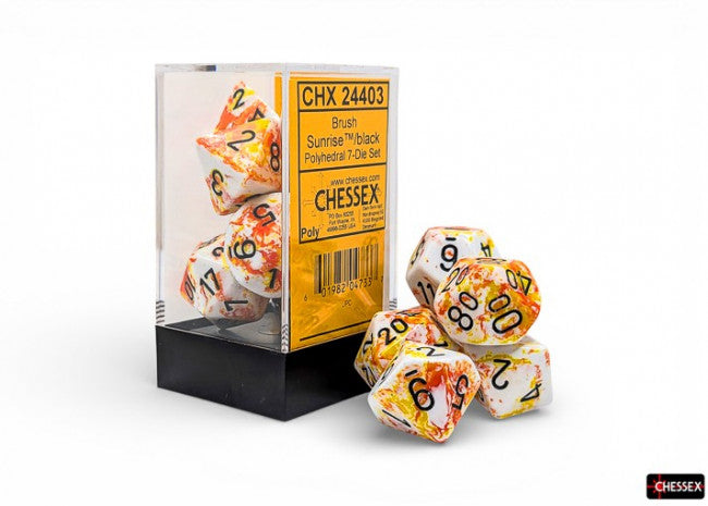 Chessex: Brush Polyhedral 7-Die Set Sunrise Black