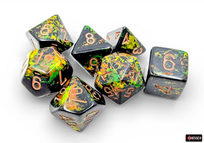 Chessex: Brush Polyhedral 7-Die Set Deep Forest Gold
