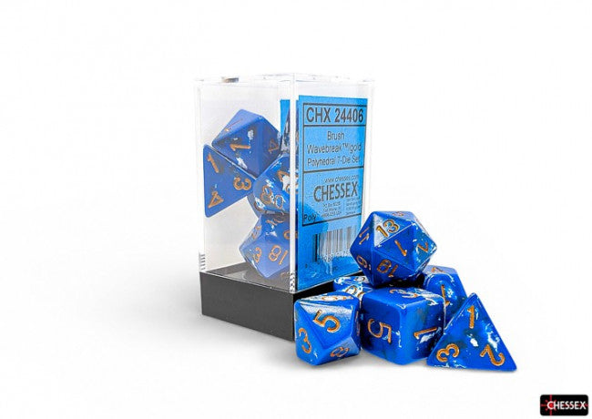 Chessex: Brush Polyhedral 7-Die Set Wavebreak Gold