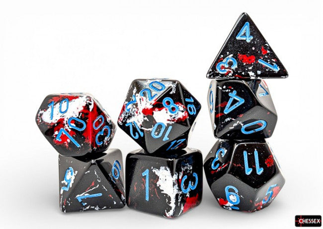 Chessex: Brush Polyhedral 7-Die Set Dark Side Blue