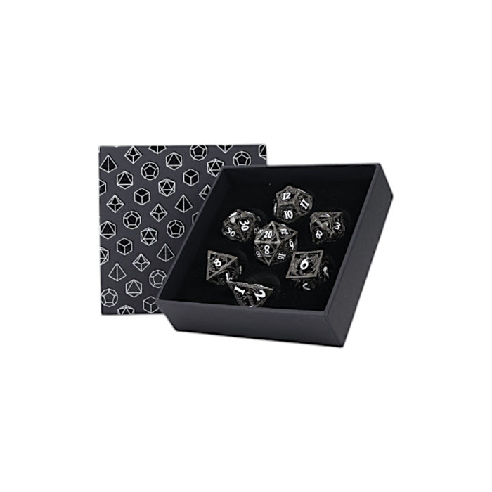 Metal RPG Dice - Hollow Dragon Metal/Black