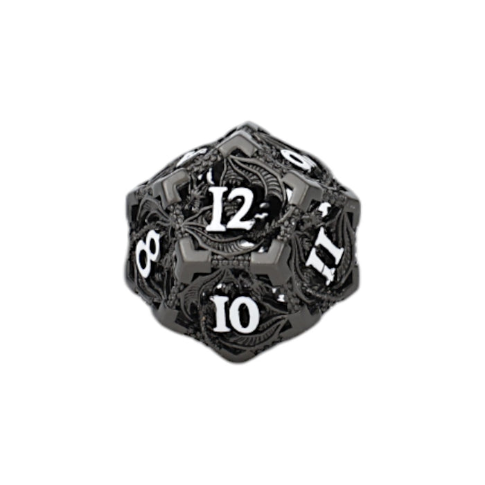 Metal RPG Dice - Hollow Dragon Metal/Black
