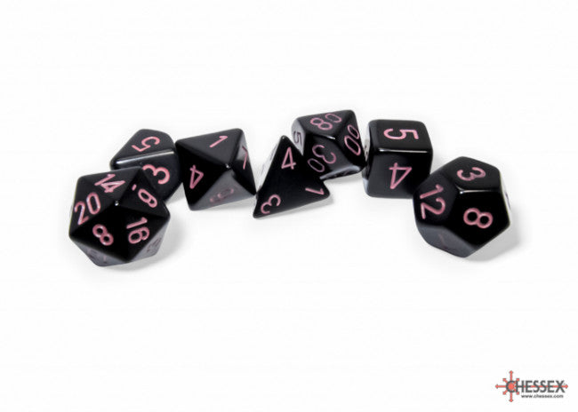 Chessex: Polyhedral 7-Die Set Opaque Black/Pink