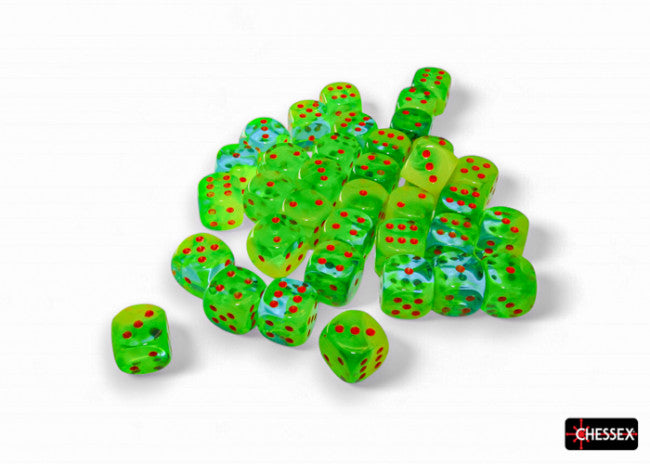 Chessex: Gemini 12mm D6 Plasma Green-Teal/Orange Luminary Dice Block (36 Dice)