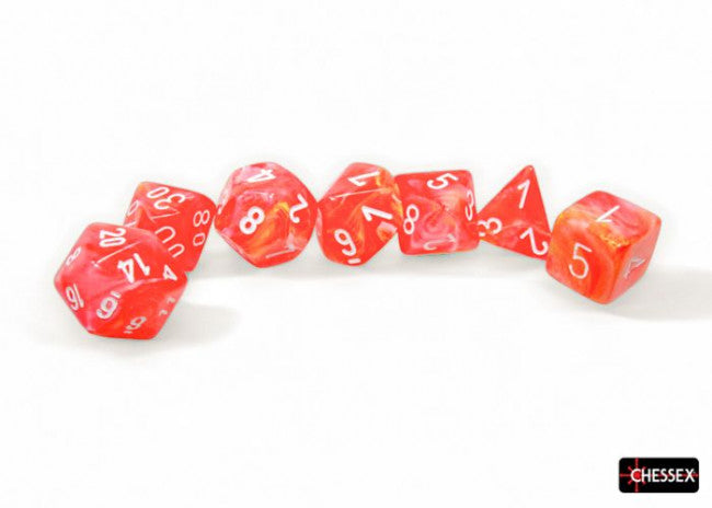 Chessex: Festive Polyhedral Dahlia/White Luminary 7-Die Set