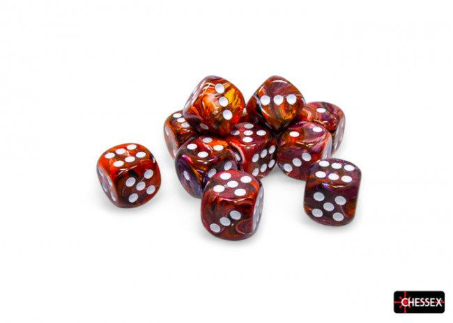 Chessex: Festive 16mm D6 Symphony/White Dice Block (12 Dice)