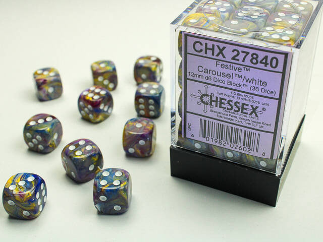 Chessex: 12mm D6 Dice Block Festive Carousel White