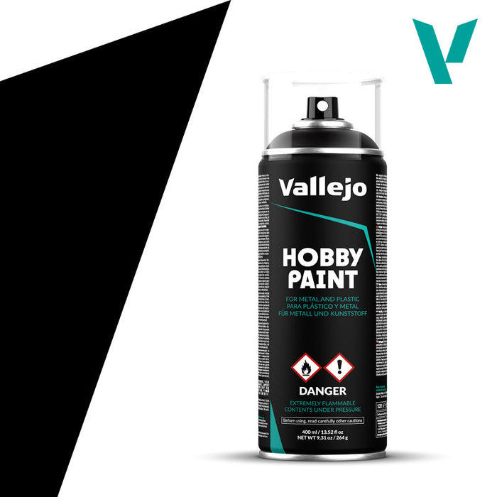 Vallejo 28012 Aerosol Black Primer 400ml Hobby Spray Paint