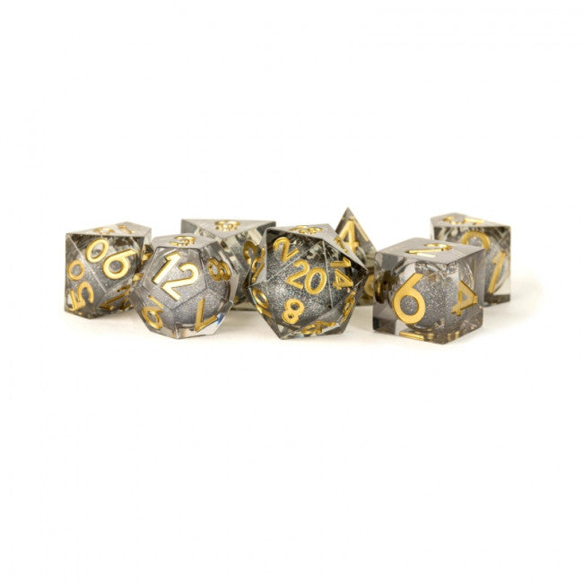 MDG 16mm Polyhedral Dice Set: Liquid Core Vanishing Oil