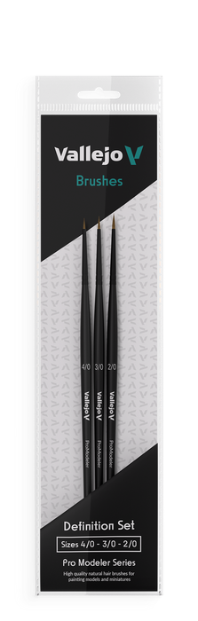 Vallejo Brushes: Pro Modeler Definition Set - Natural Hair (4/0, 3/0, 2/0)
