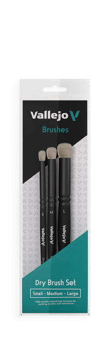 Vallejo Brushes: Dry Brush Set - Natural Hair (S,M,L)