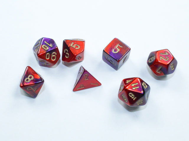 Chessex: Polyhedral 7-Die Mini Set Gemini Purple-Red/Gold
