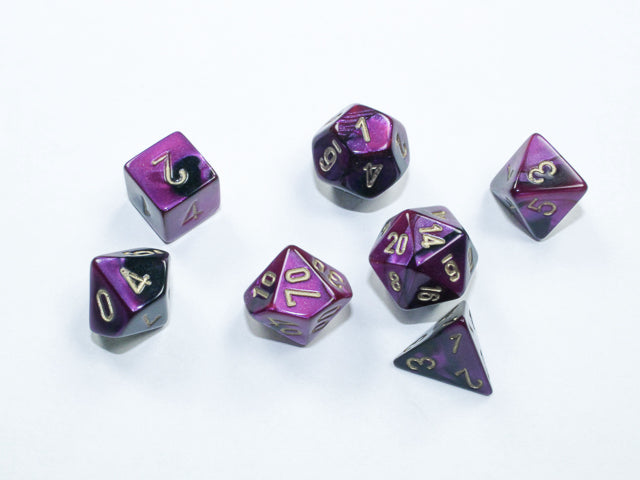 Chessex: Polyhedral 7-Die Mini Set Gemini Black-Purple/Gold