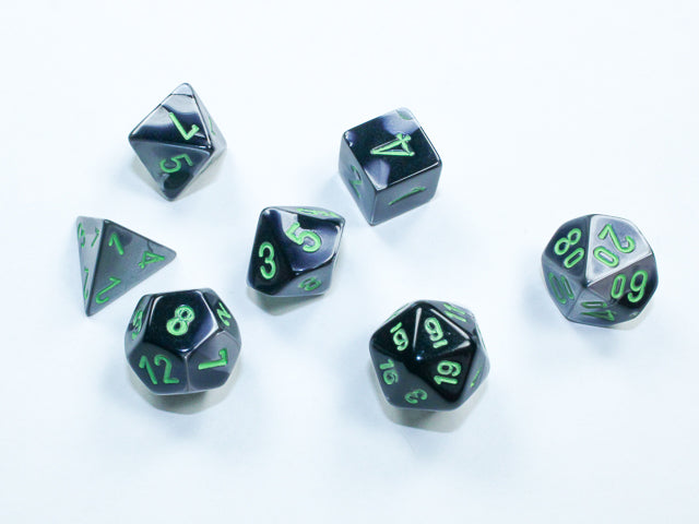 Chessex: Polyhedral 7-Die Mini Set Gemini Black-Grey/Green