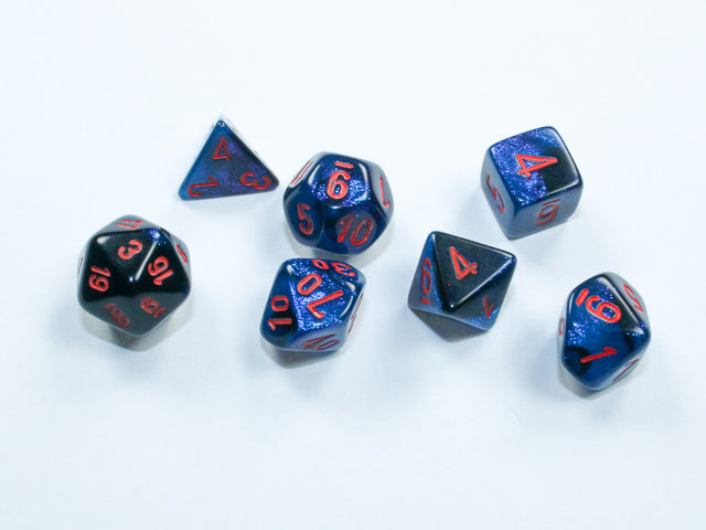 Chessex: Polyhedral 7-Die Mini Set Gemini Black-Starlight/Red