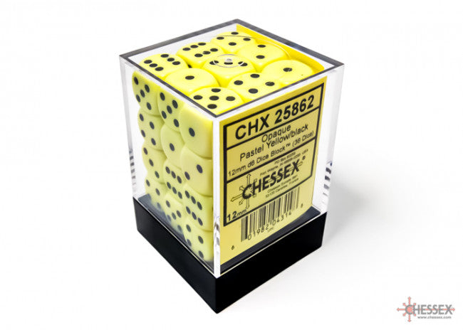 Chessex: 12mm D6 Dice Block Opaque Pastel Yellow/Black