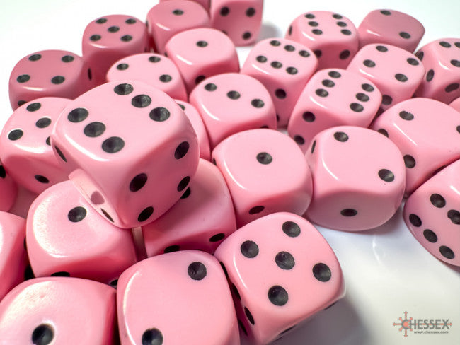 Chessex: 12mm D6 Dice Block Opaque Pastel Pink/Black